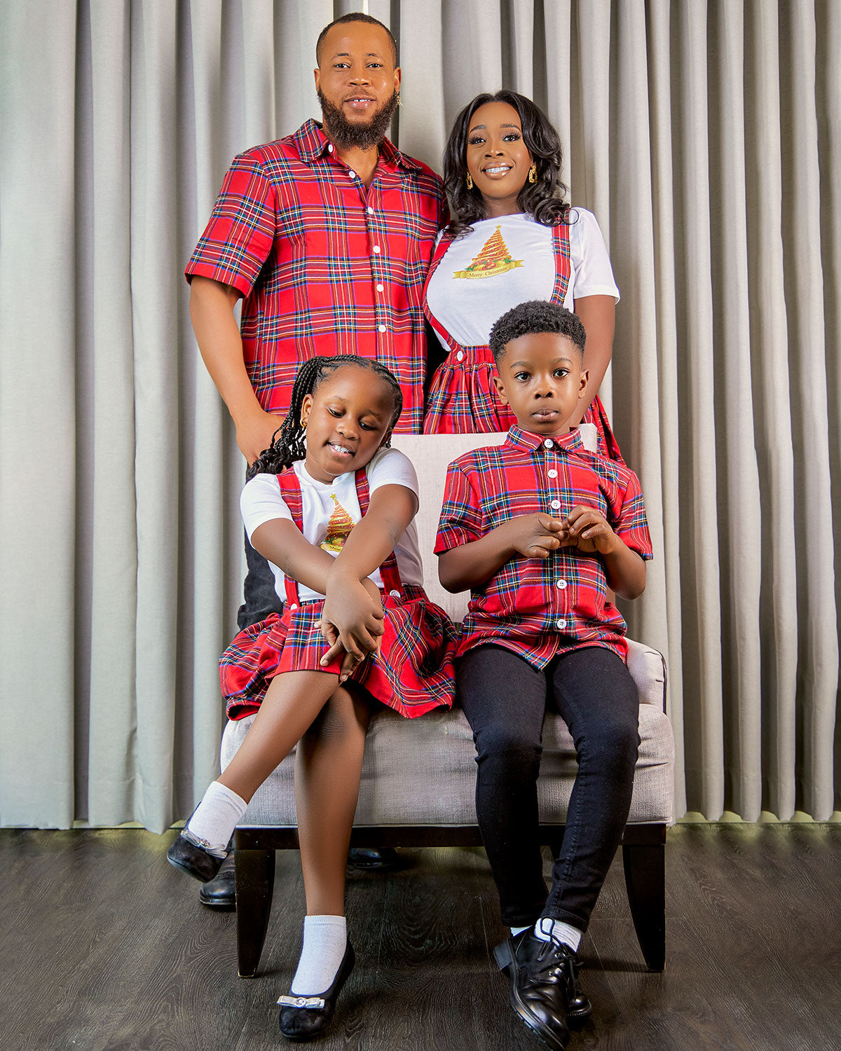 Red plaid family outfits sale